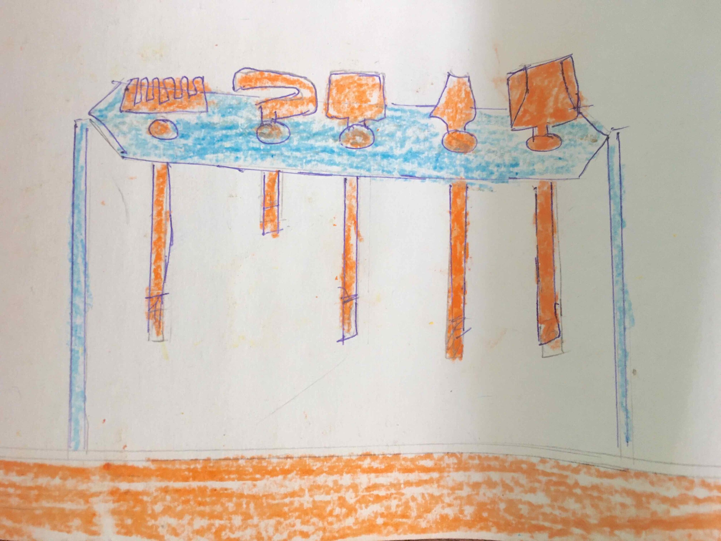 A child's representation of farm tool exhibit