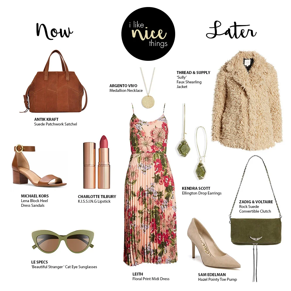 leith floral print midi dress