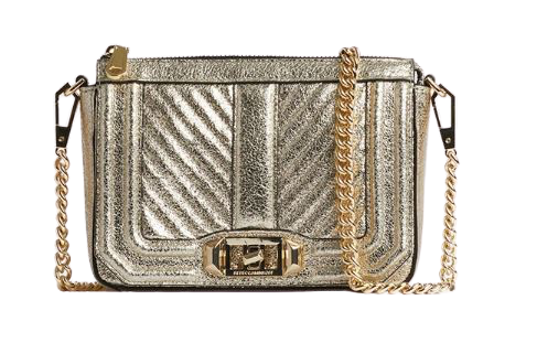 REBECCA MINKOFF Love Chevron Quilted Metallic Leather Shoulder Bag