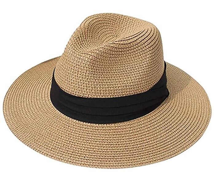 MAIPOETYR Women Wide Brim Straw Panama Roll Up Hat 