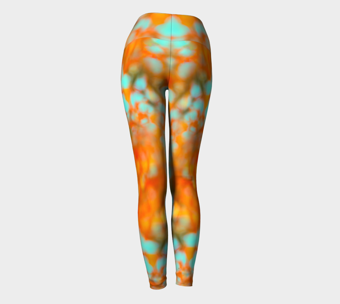 A picture of Goddess Aine's "Summer Skies" yoga leggings, women's activewear sets, Embodywear Fashions, Santa Fe NM USA