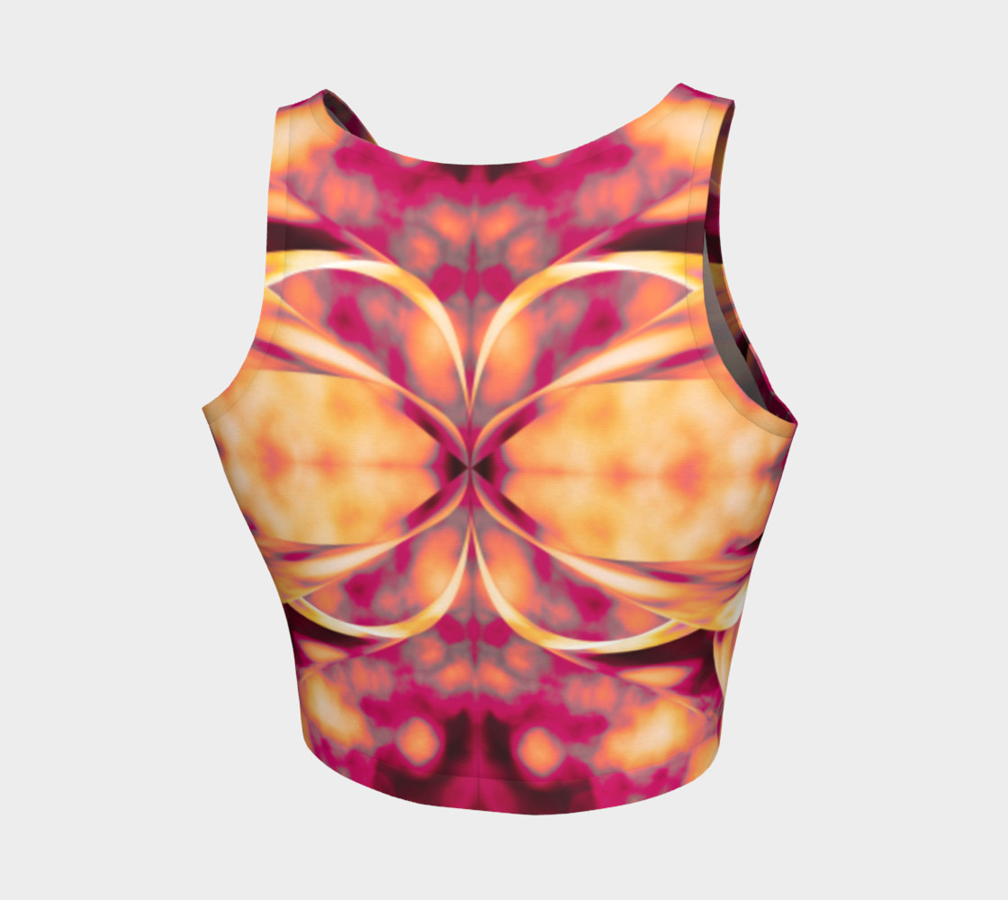 A Picture of Pele's Tropical Essence Crop Top, Yoga Essentials, Embodywear Fashions artist Kathy Beal Santa Fe New Mexico USA