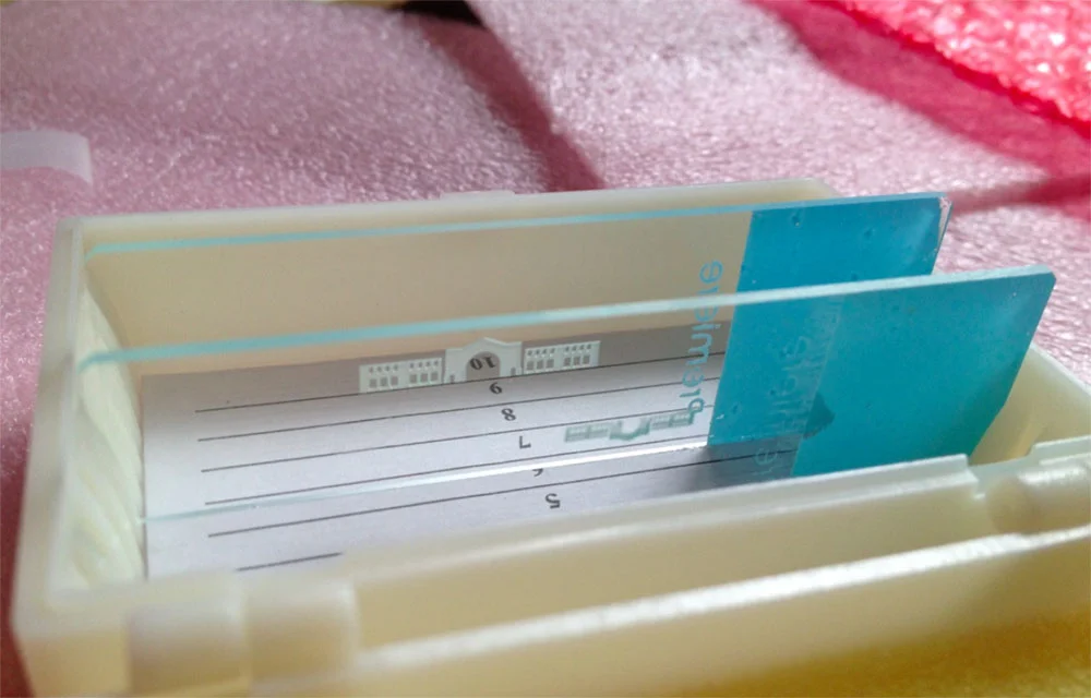 Prototype microscope slides - picosecond laser milled