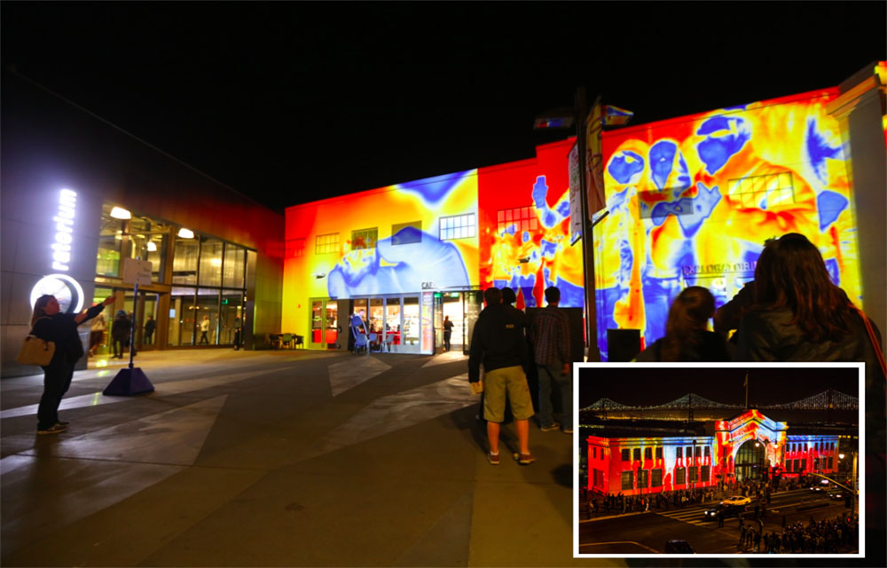  Thermal mirror(cameras) capturing passers by - color remapped to facade performance    