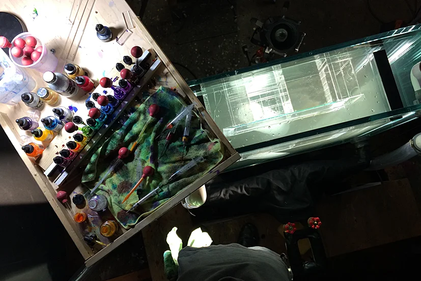 Artist view of palette and tank