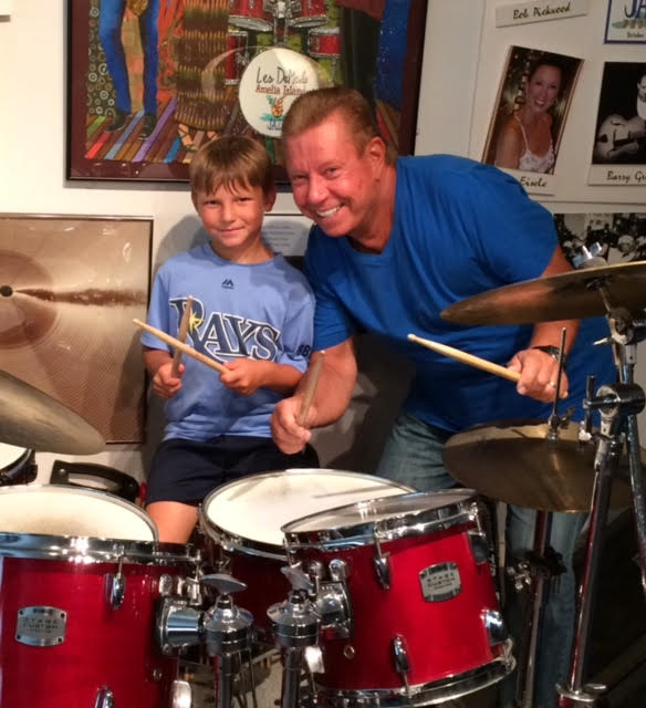 Miles Miller with Les DeMerle at the Drum Studio.