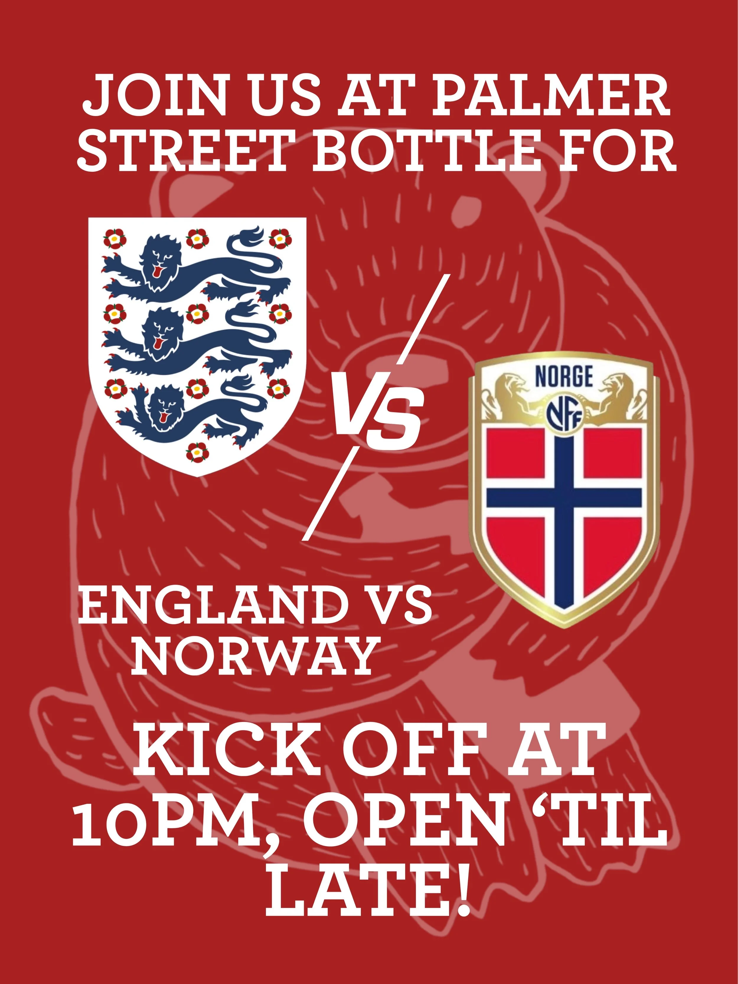 We&rsquo;re showing the England vs. Norway game this Saturday! Kick off is at 10pm and we will be open until the end of the match! 🐻⚽️ Come on down for a cold pint and great vibes! 🤩