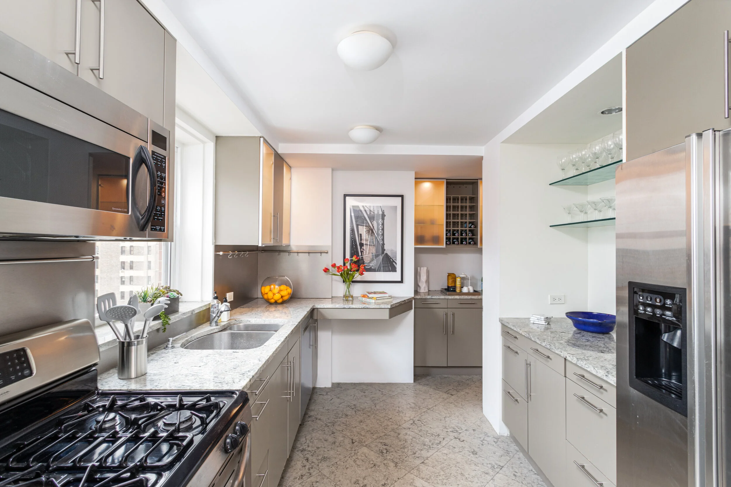 Modern NYC Apartment Kitchen with City View