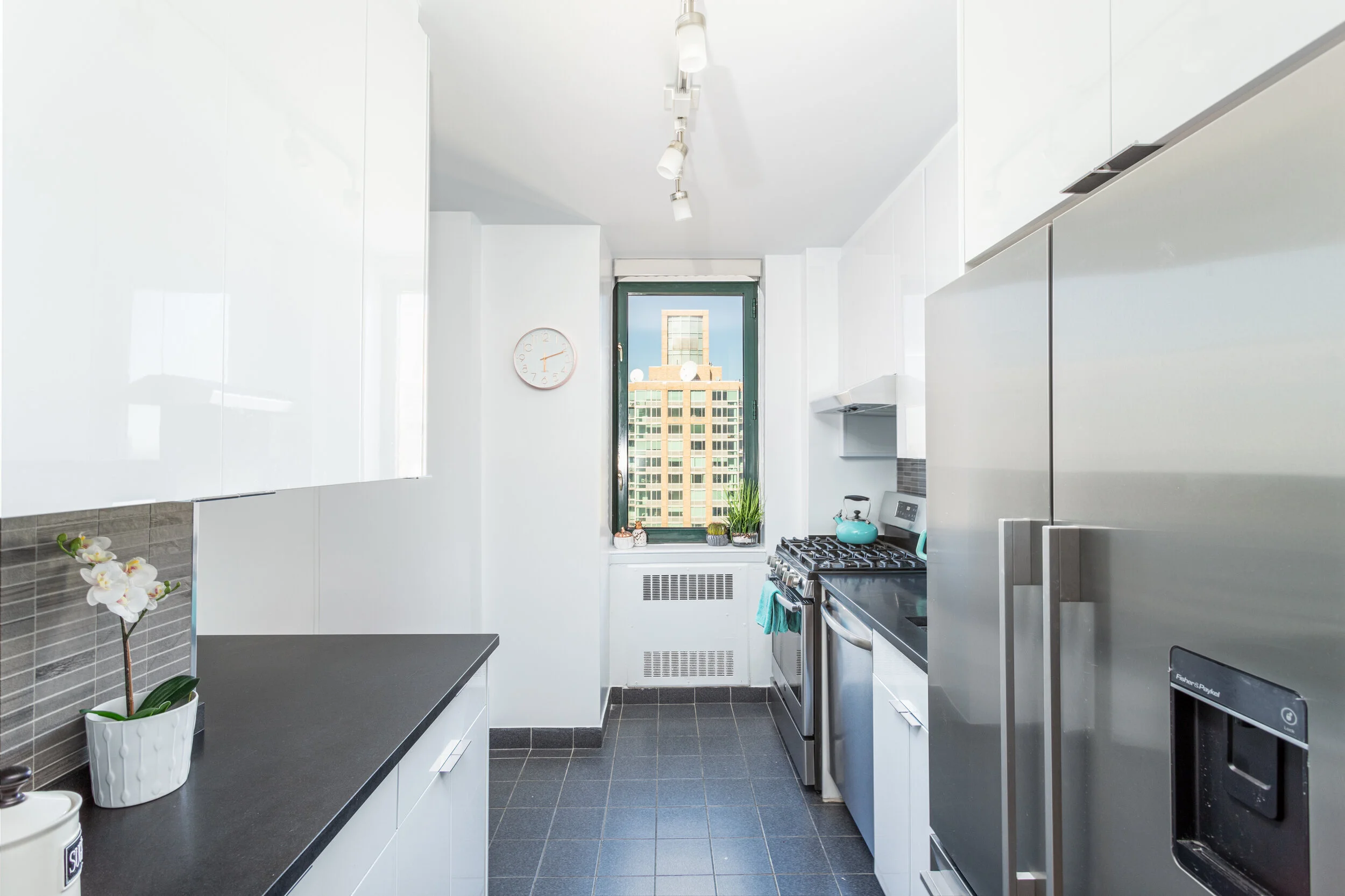 Modern NYC Apartment Kitchen with City View
