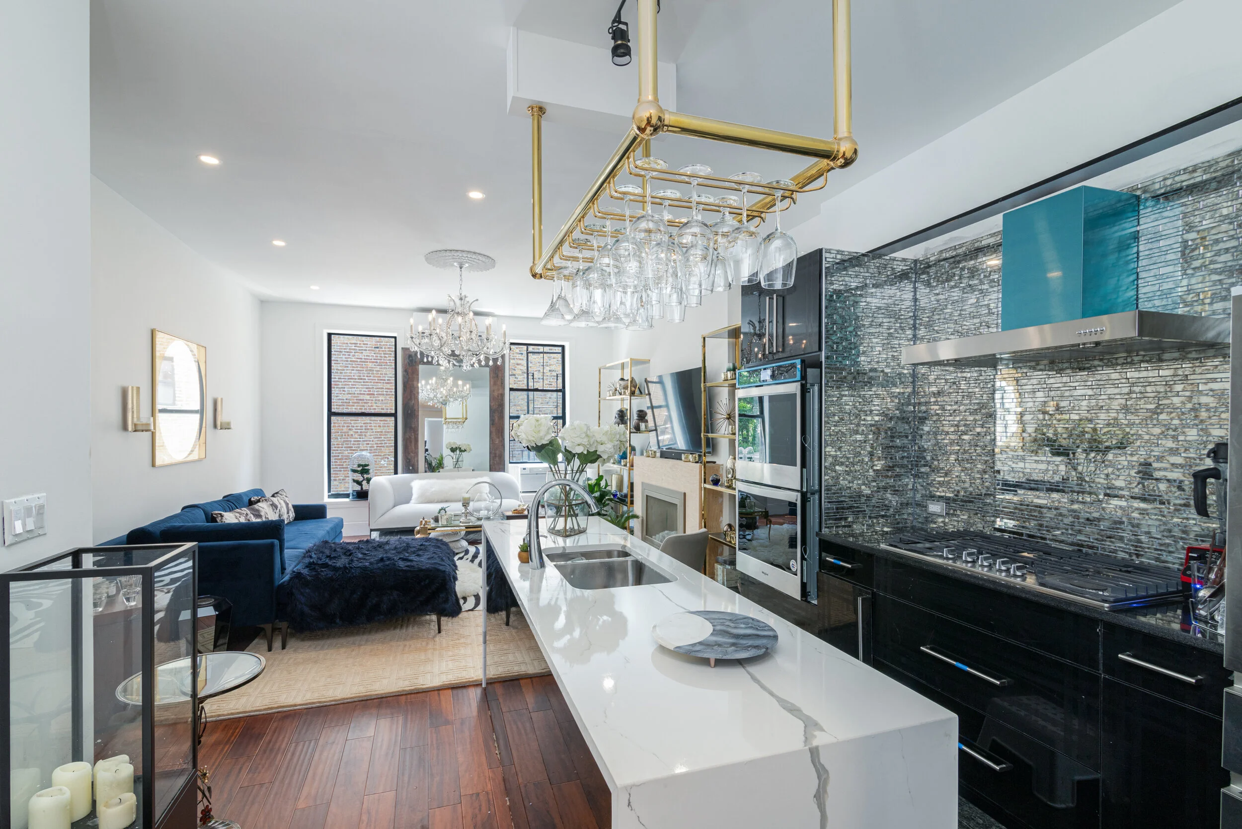 Modern NYC Apartment Open Plan Living Area and Kitchen