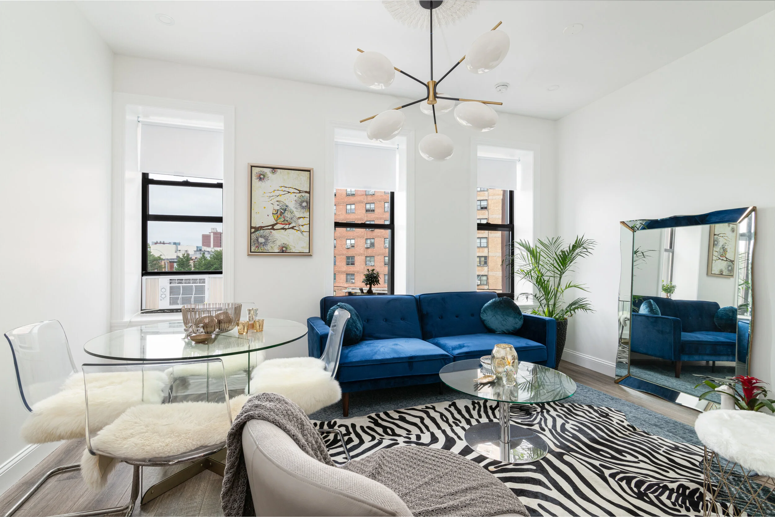 Modern NYC Apartment Living Area with City View