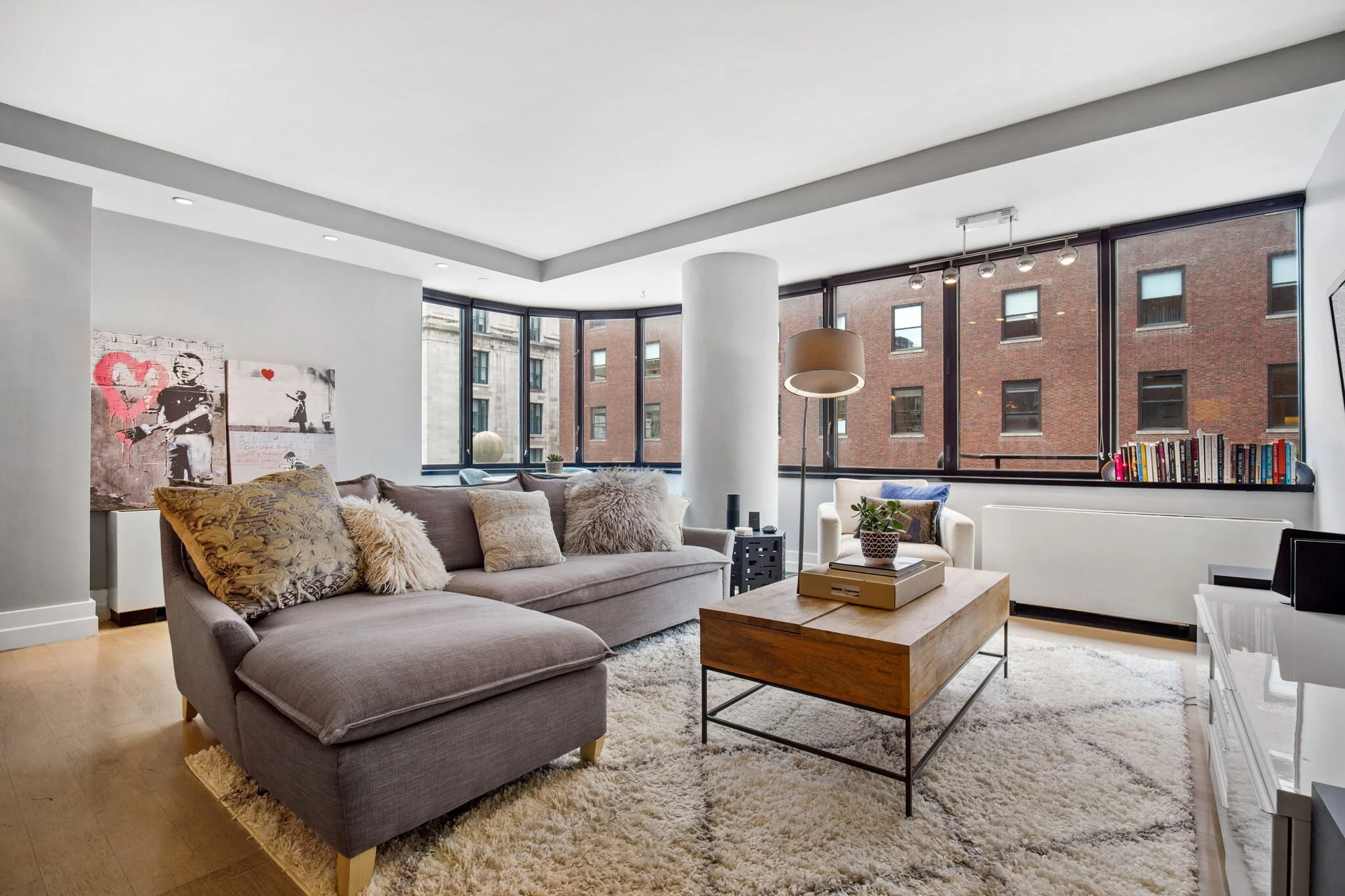 Modern NYC Apartment Interior Living Area with City View