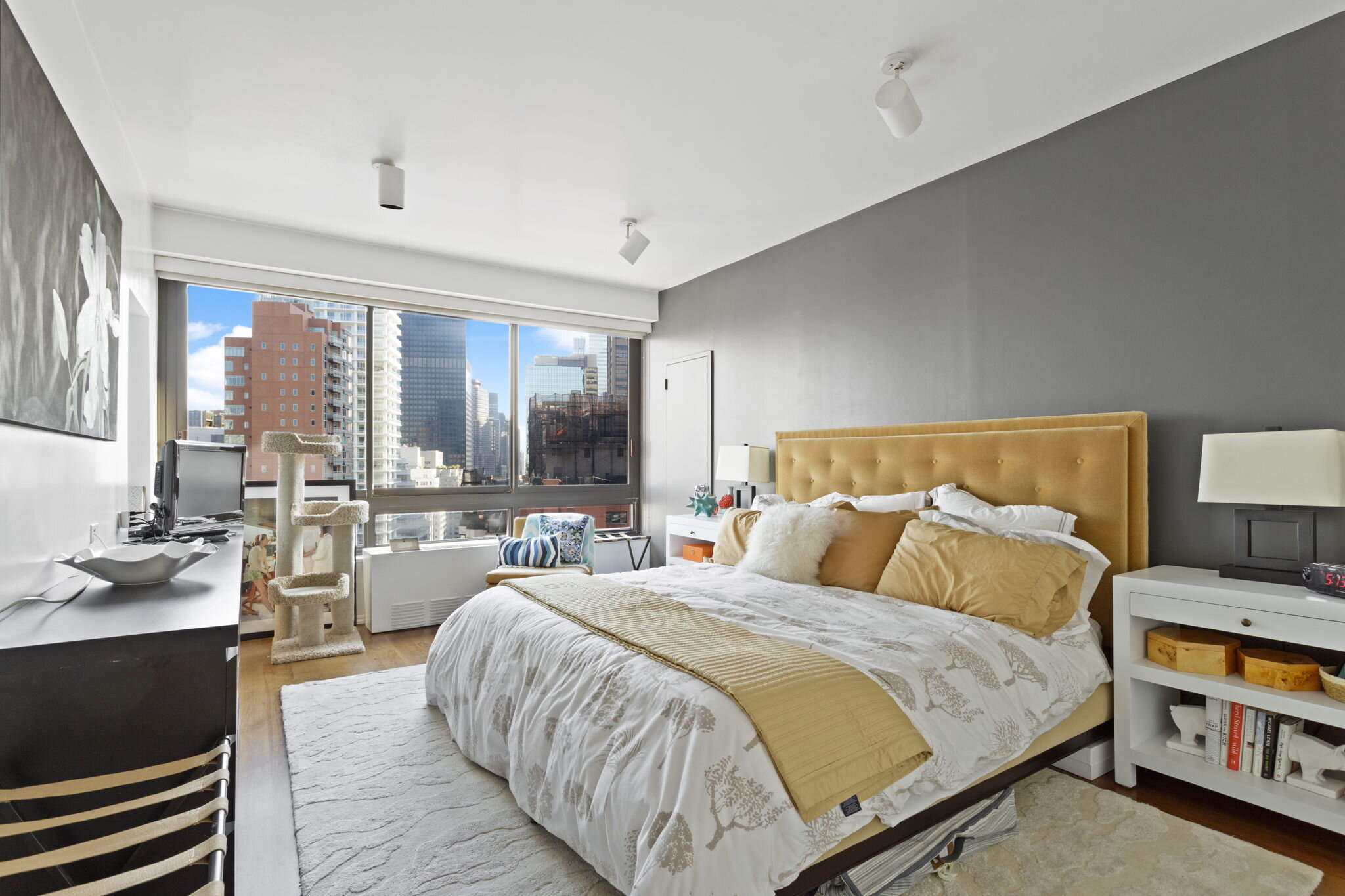 NYC Apartment Interior Bedroom with City View