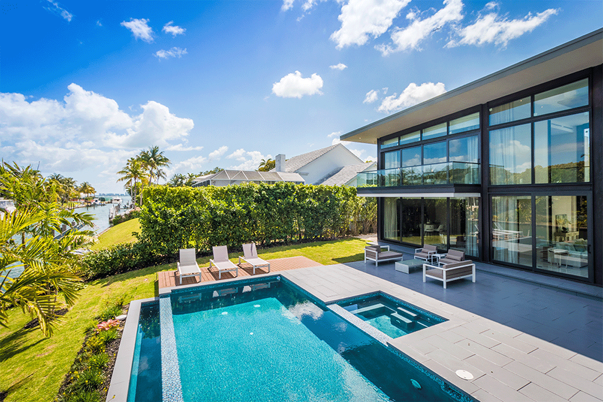 Modern house with large back yard and swimming pool