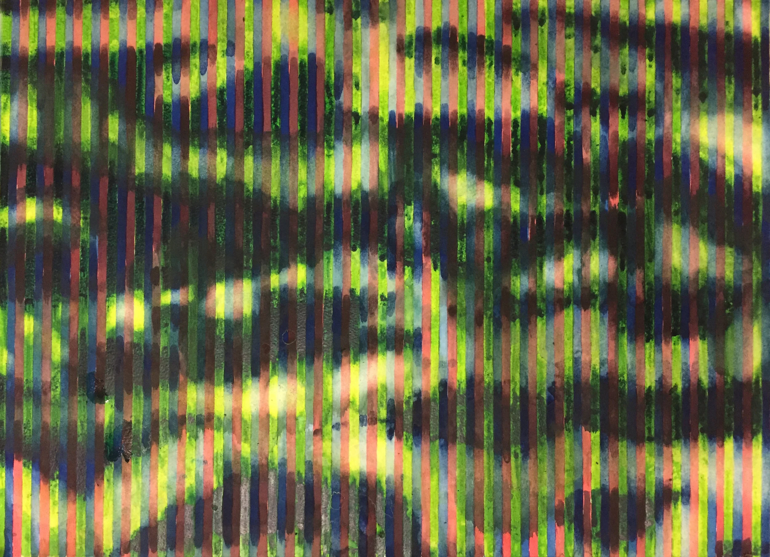 acid static, 2017, Watercolor, 15.5in. X 21in.
