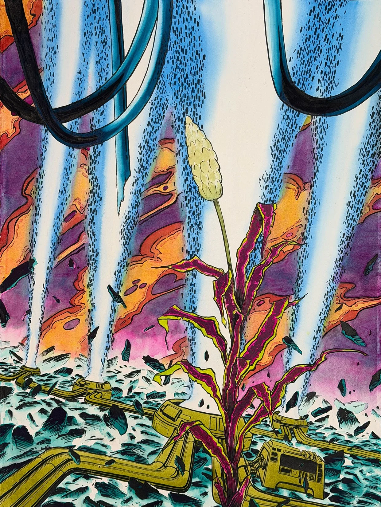 “Principles of Air Defense”, 2026, Watercolor &amp; Ink on Paper, 30 X 22 inches 