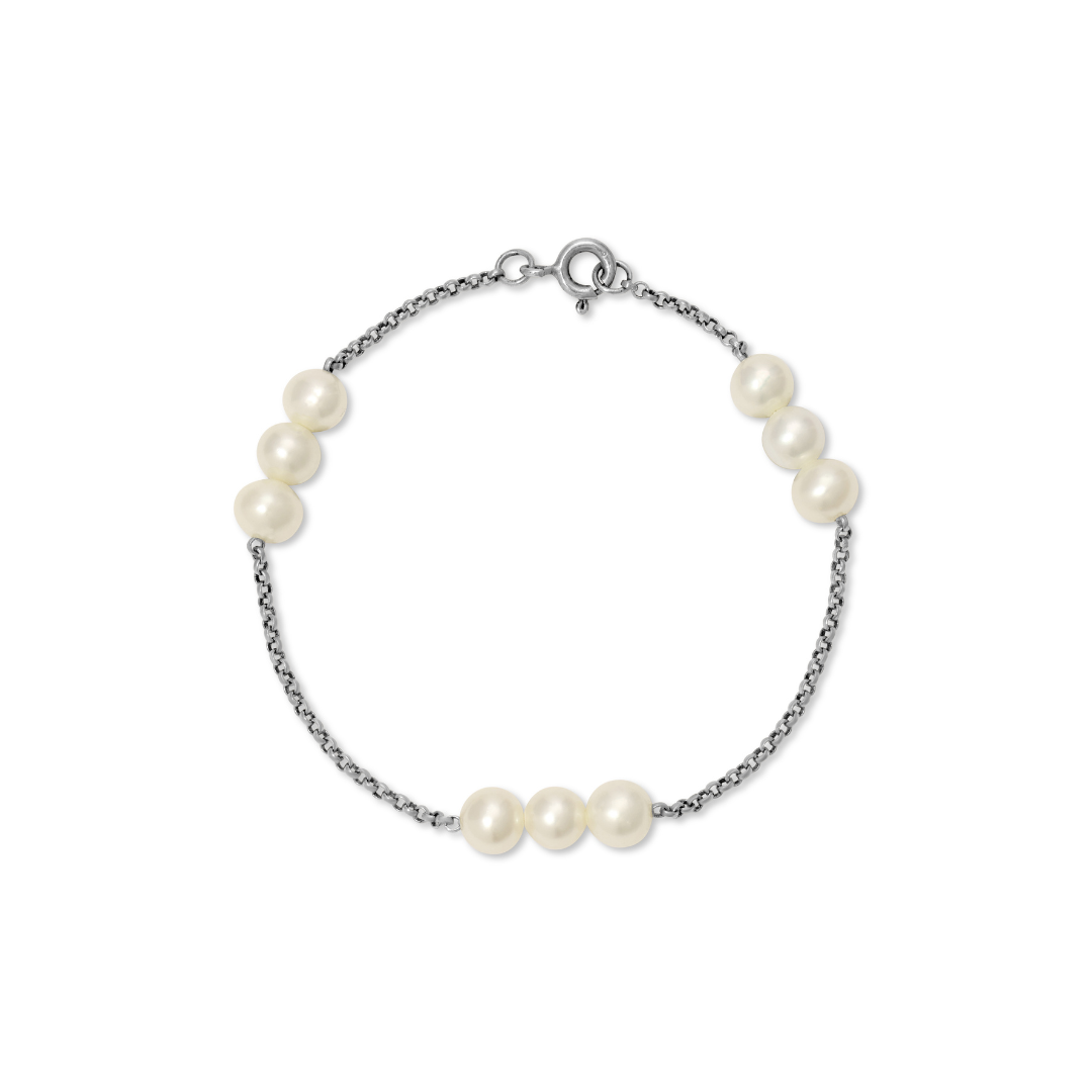 Pearl and Silver Chain Bracelet