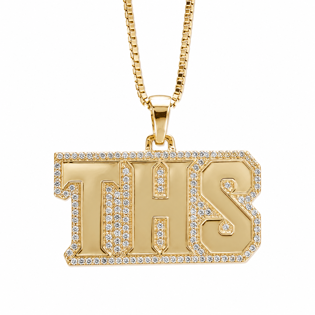 Custom 14k gold diamond THS pendant