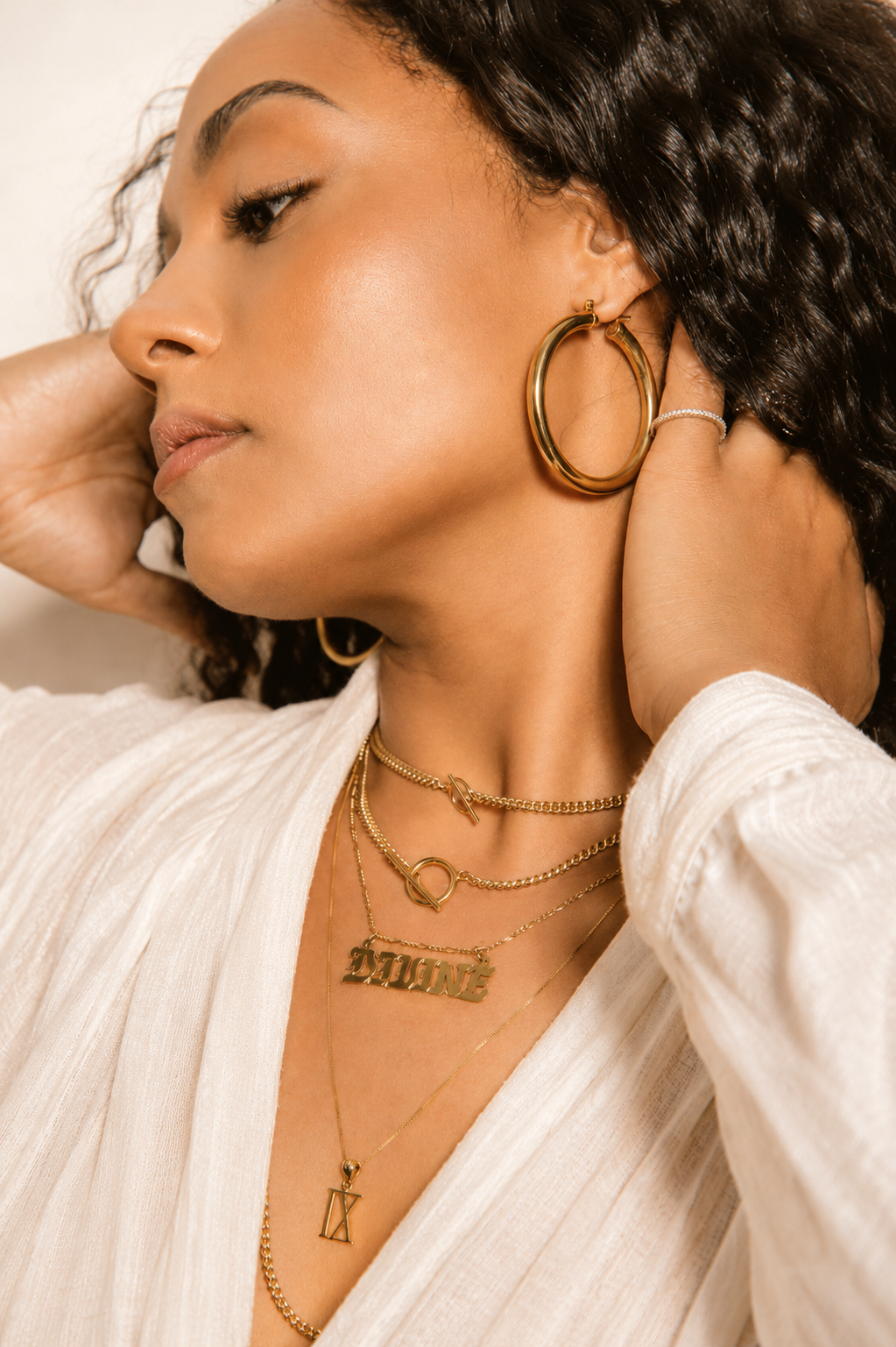 Gold layering necklaces
