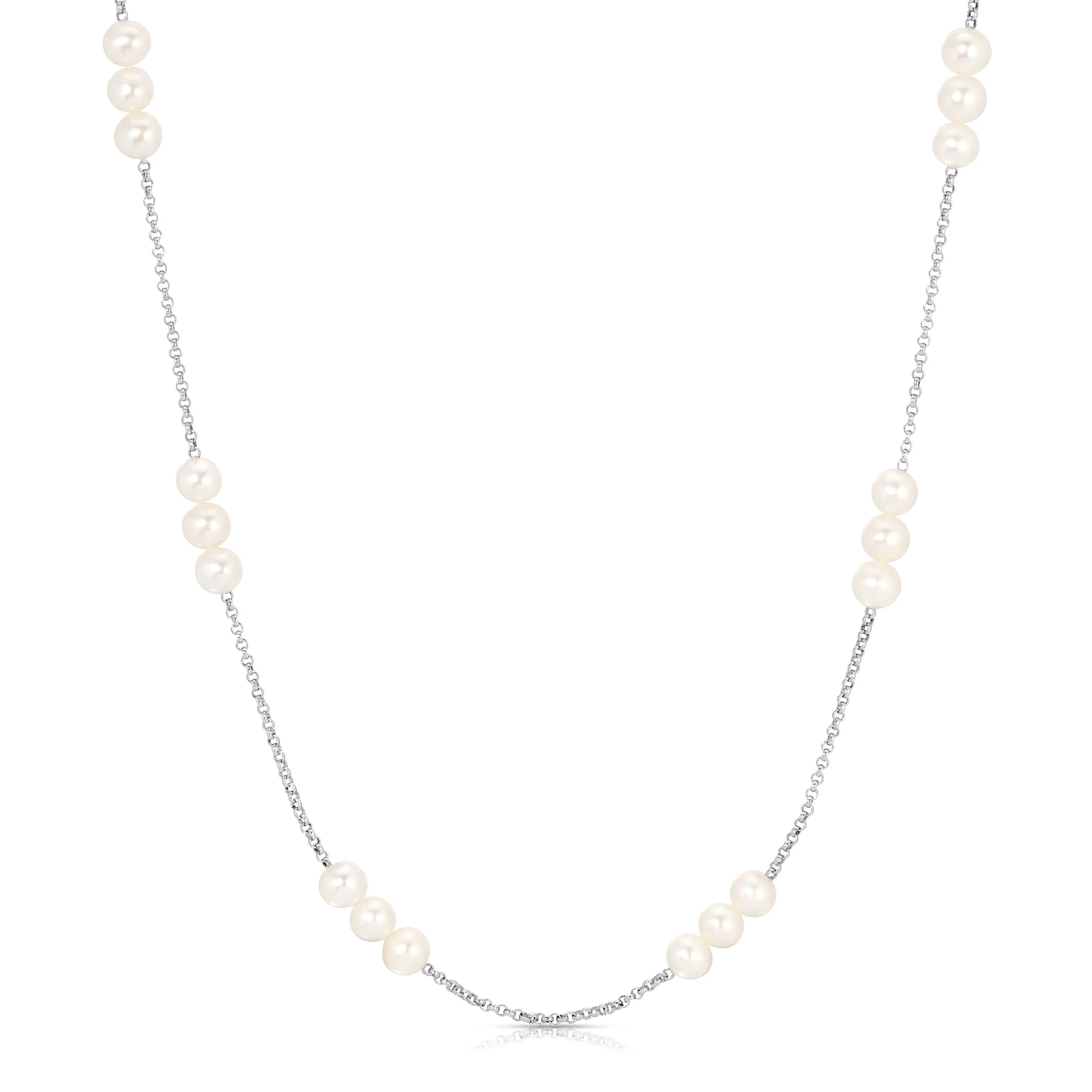 Pearl and Silver Chain Necklace