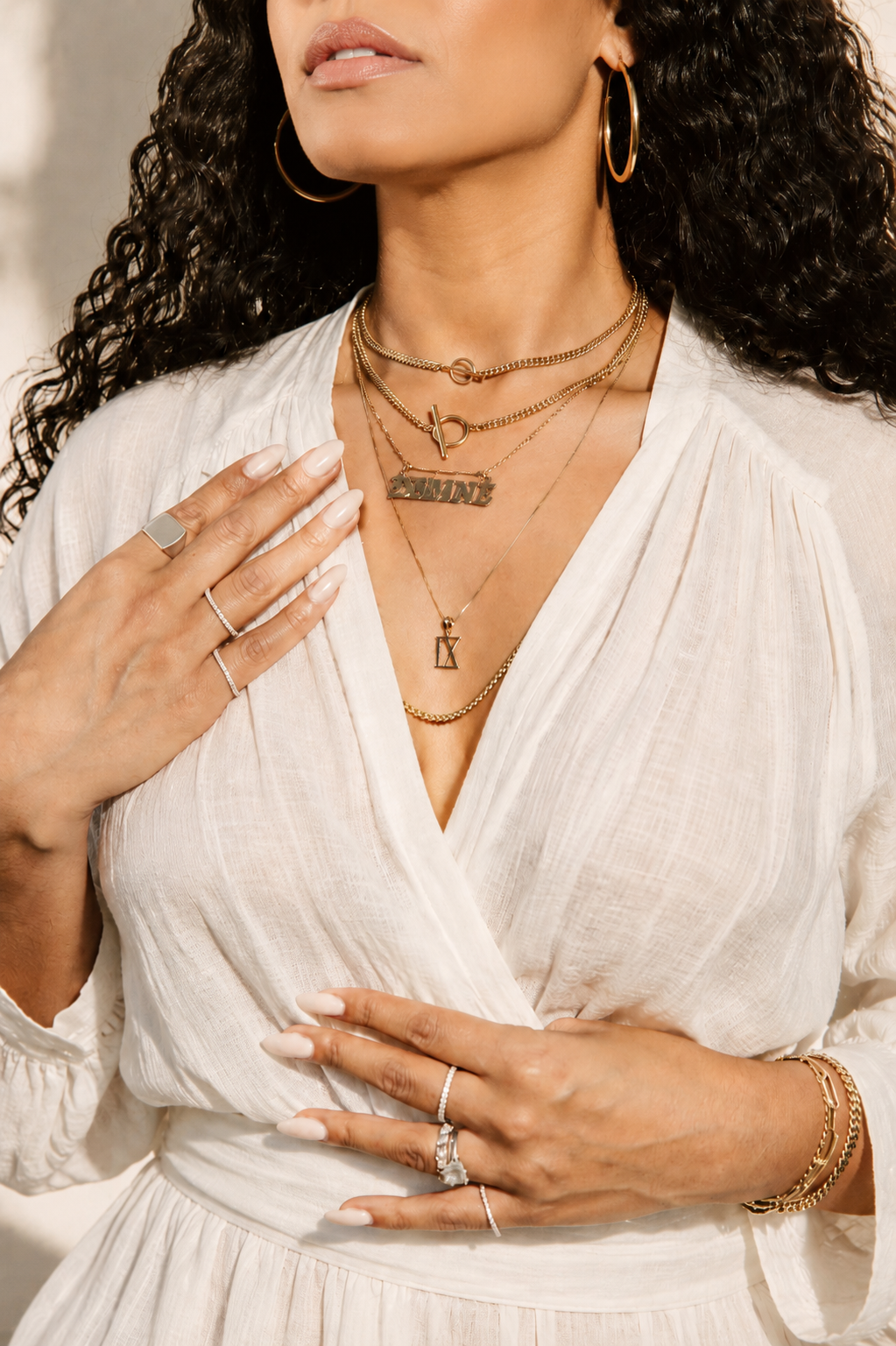 Gold necklace layers