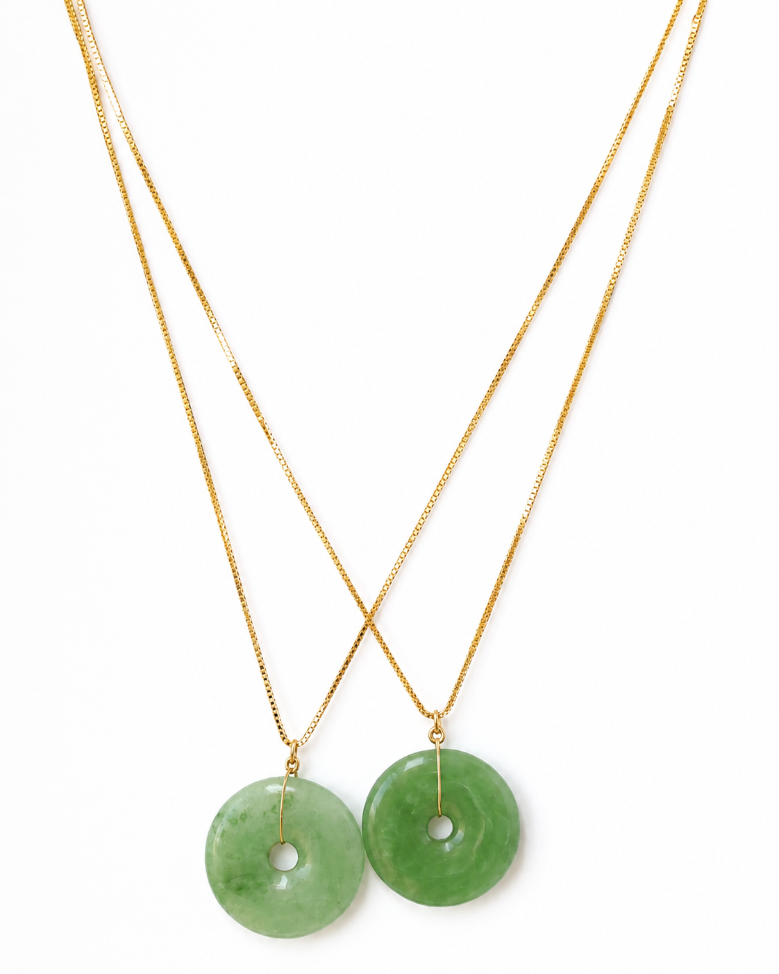 Delicate gold and jade neckalces