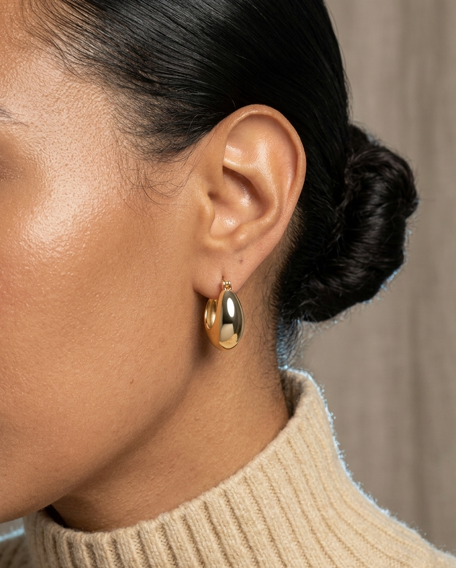 Pointed puff gold hoops
