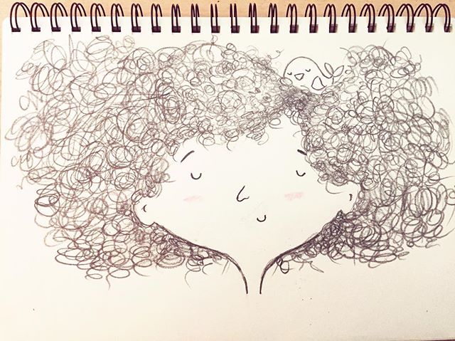 #31daysofdrawing #day6 when I was a little girl my mother used to say my hair looked like a birdās nest. My dad nicknamed me āhairballā . My hair was never curly nor manageable. I wasnāt āblessedā with beautiful curls or straight hair. Itwas a big messy frizz that I always tried to tame by holding it back with ponytails and tons of gel, and permanent straighteners. A few months ago I decided it was time to accept my hair the way it is. No more perming. Some days I wake up feeling like a broccoli head, and some days its looks half decent for work. But on special days, it looks like a beautiful birdās nest :) #myhair #proud #illustration #sketch #drawing #drawingoftheday