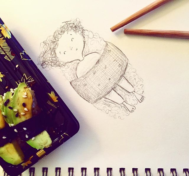 #31daysofdrawing #day13
Sometimes I think I love sushi š£ too much... #drawingoftheday #dailysketch #dailydrawing #illustration #food #inspired #ilovesushi #avocado #yummy #lunch #instasketch #instadraw #sushi