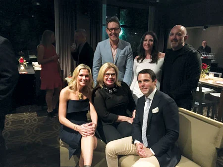 Clockwise from top left: Eddie Ross, Rachel Daunais, Barrie Livingstone, David Sprouls, Alexa Hampton and Michelle Newbery at The Mine launch party at the Proximity Hotel in Greensboro, N.C.