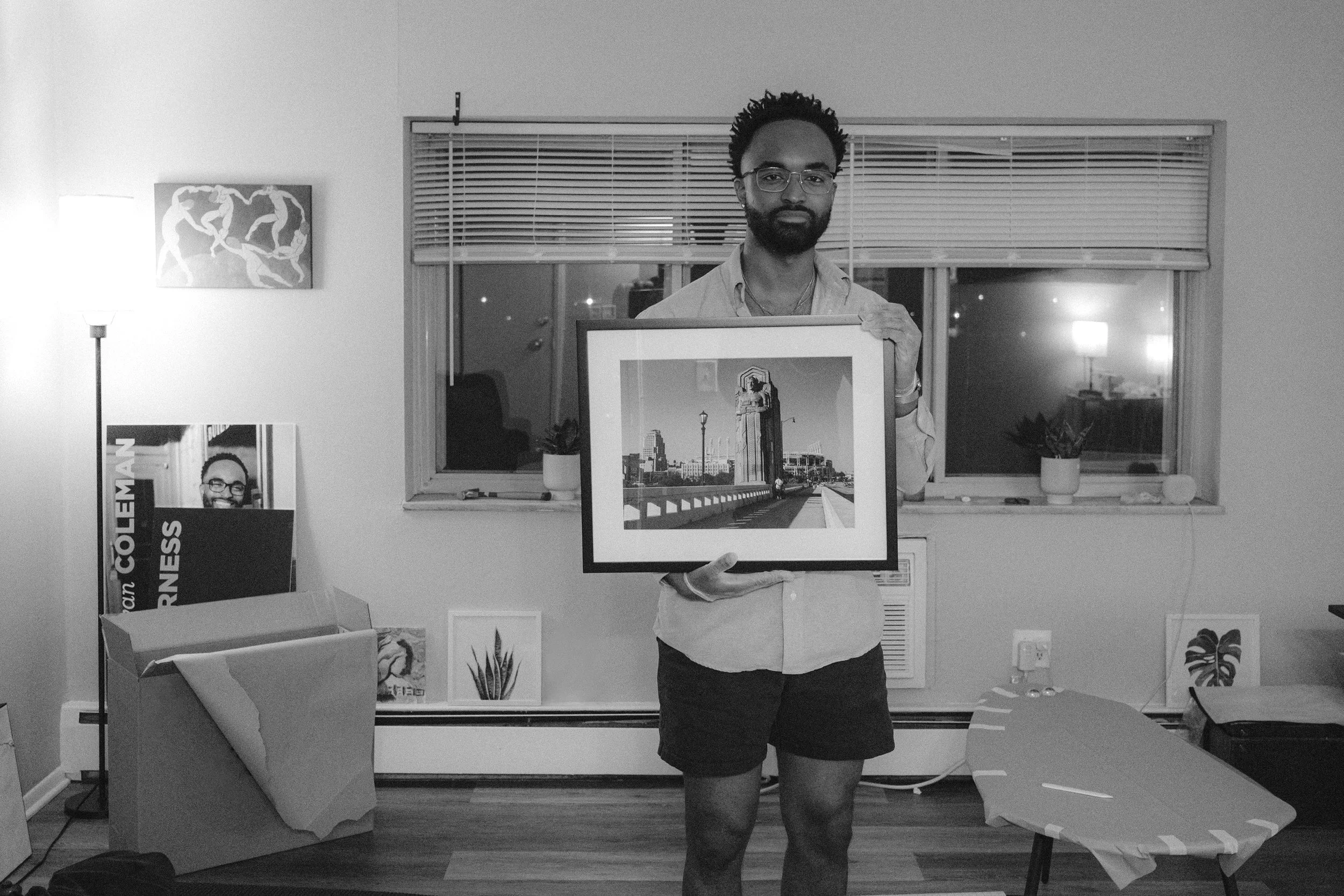 "Hope Memorial Bridge,"  Hand-Matted and Framed in My Apartment