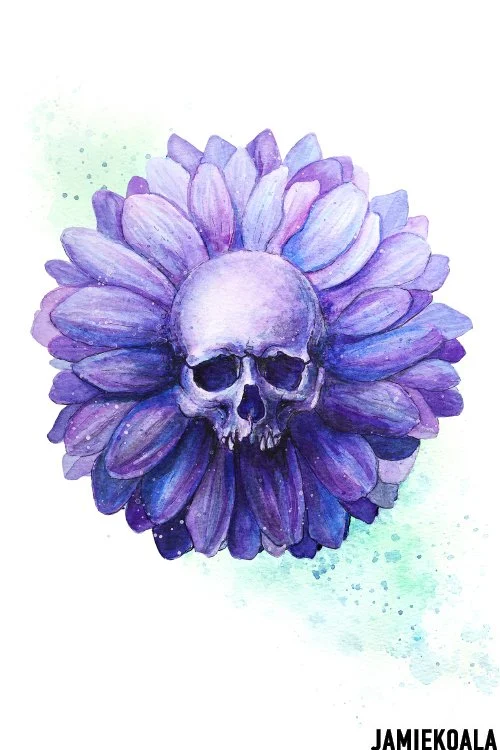 Jamie Koala dark artist skull flower.jpg