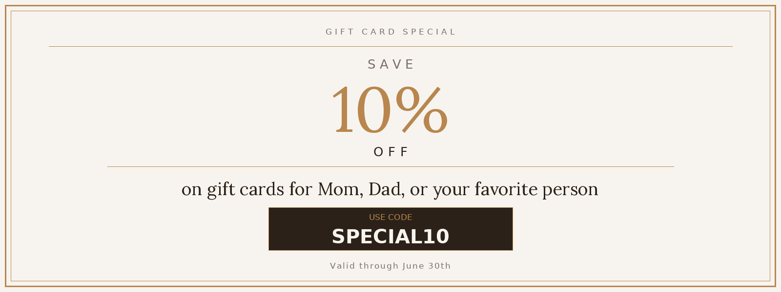 phoenix massage gift card for mothers day, fathers day, or special occasion