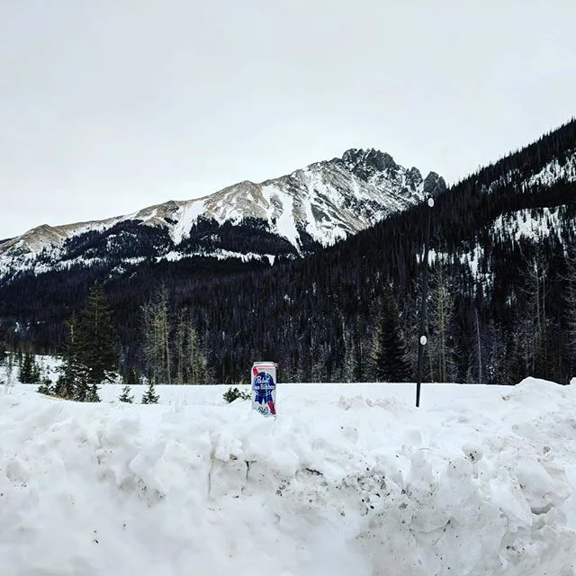A frozen PBR to get ready for the hike up to Lake Agnes with Cameron Pass, CO #beersandnature #skunkcreekproductions