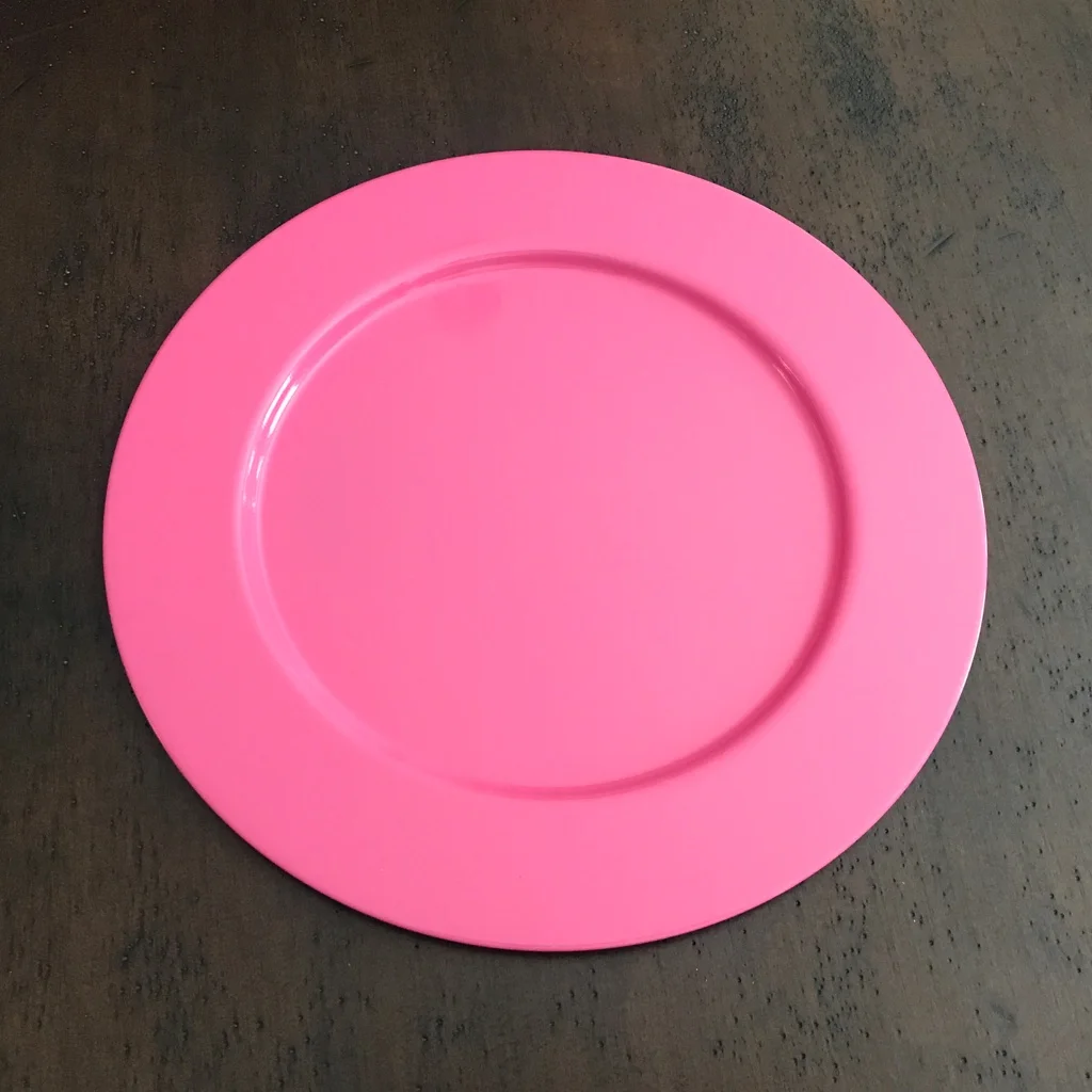 Hot Pink Charger Plate. 12" round metal charger.