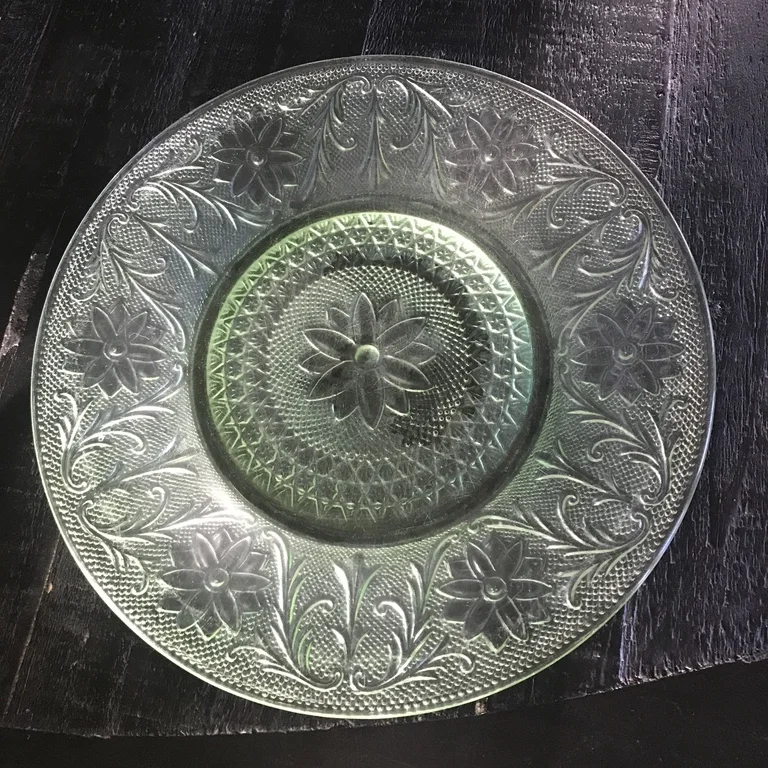 Lime Green Salad Plate 8" Vintage Anchor Hocking cut glass salad plate