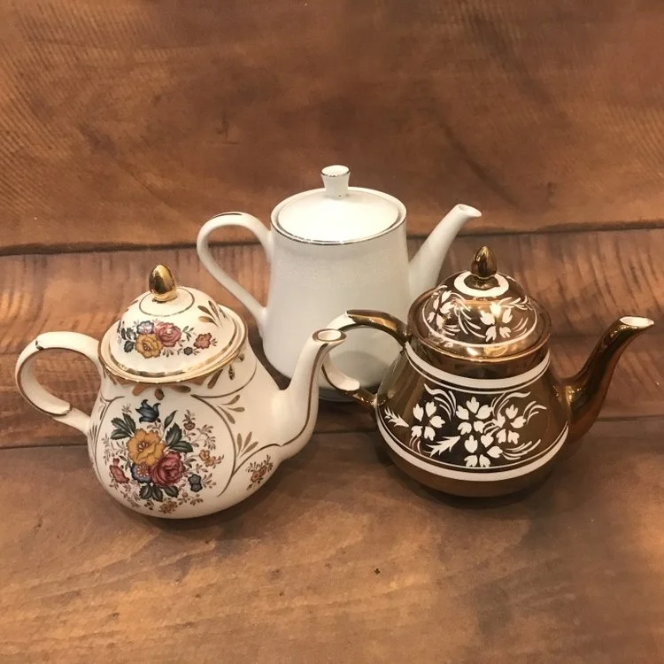 English Tea Pots Mismatched.