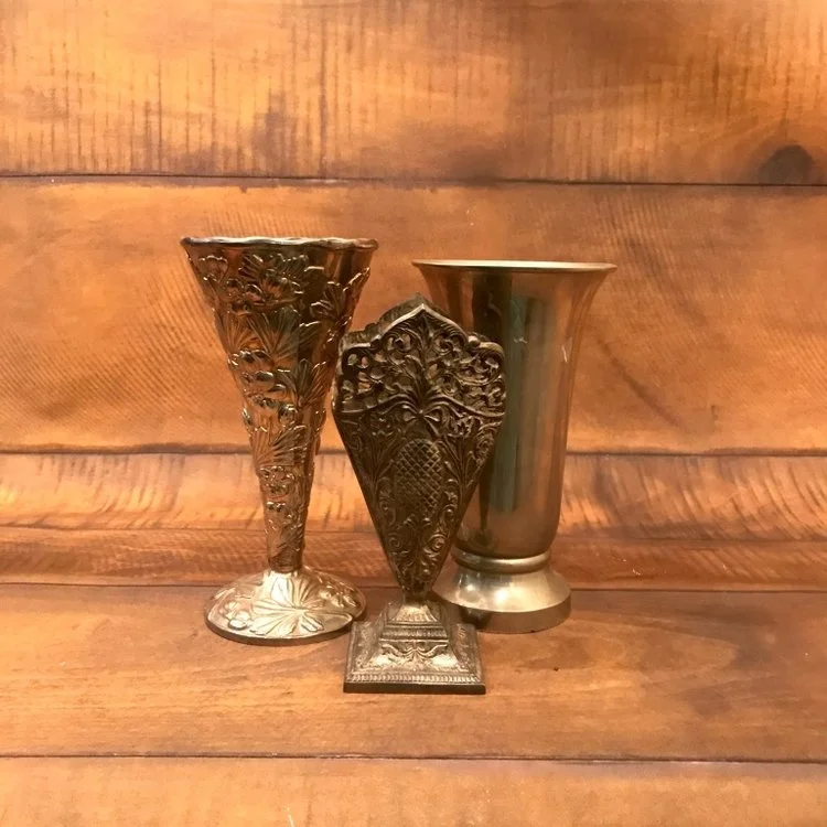 Silver vessels great for wedding bouquets.