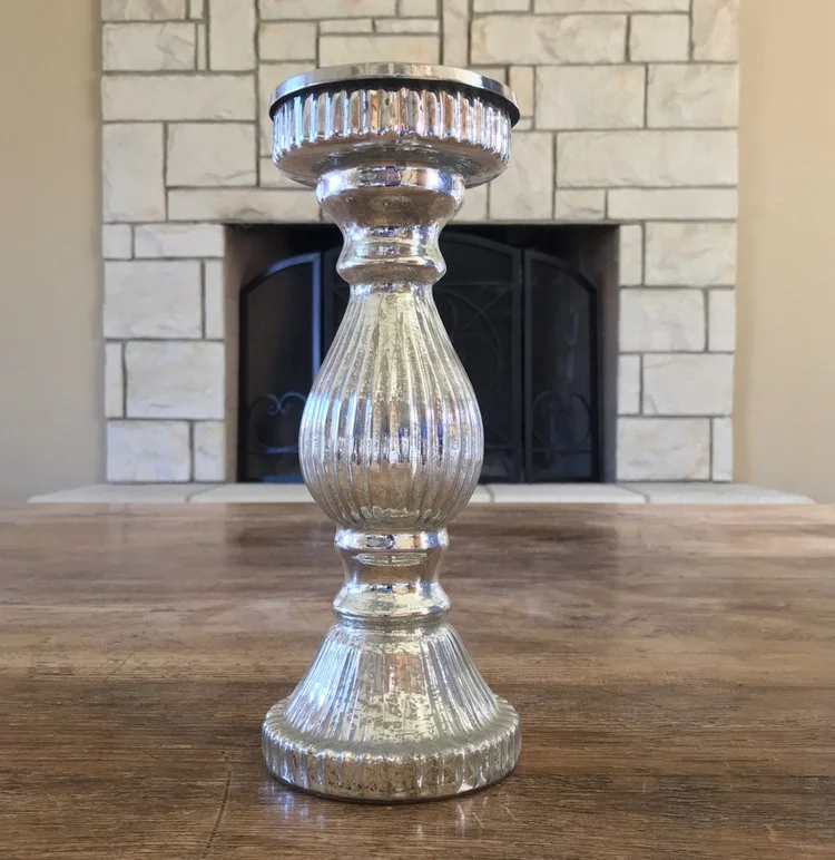 Medium Mercury Glass Candlesticks Silver Mercury Glass candlesticks ranging from 10” to 13”