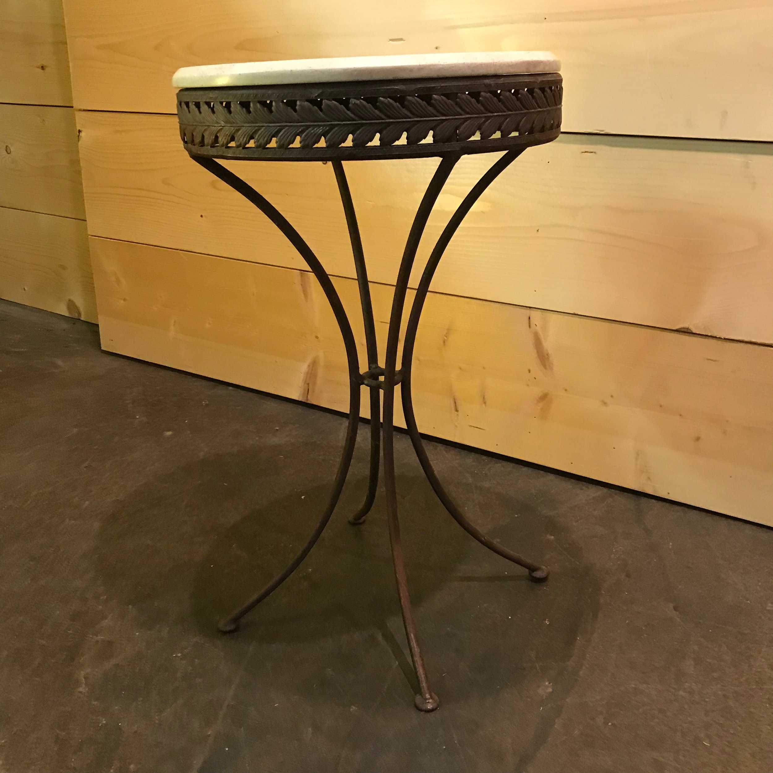 French Avy Stone Top Cast Iron Stand Table