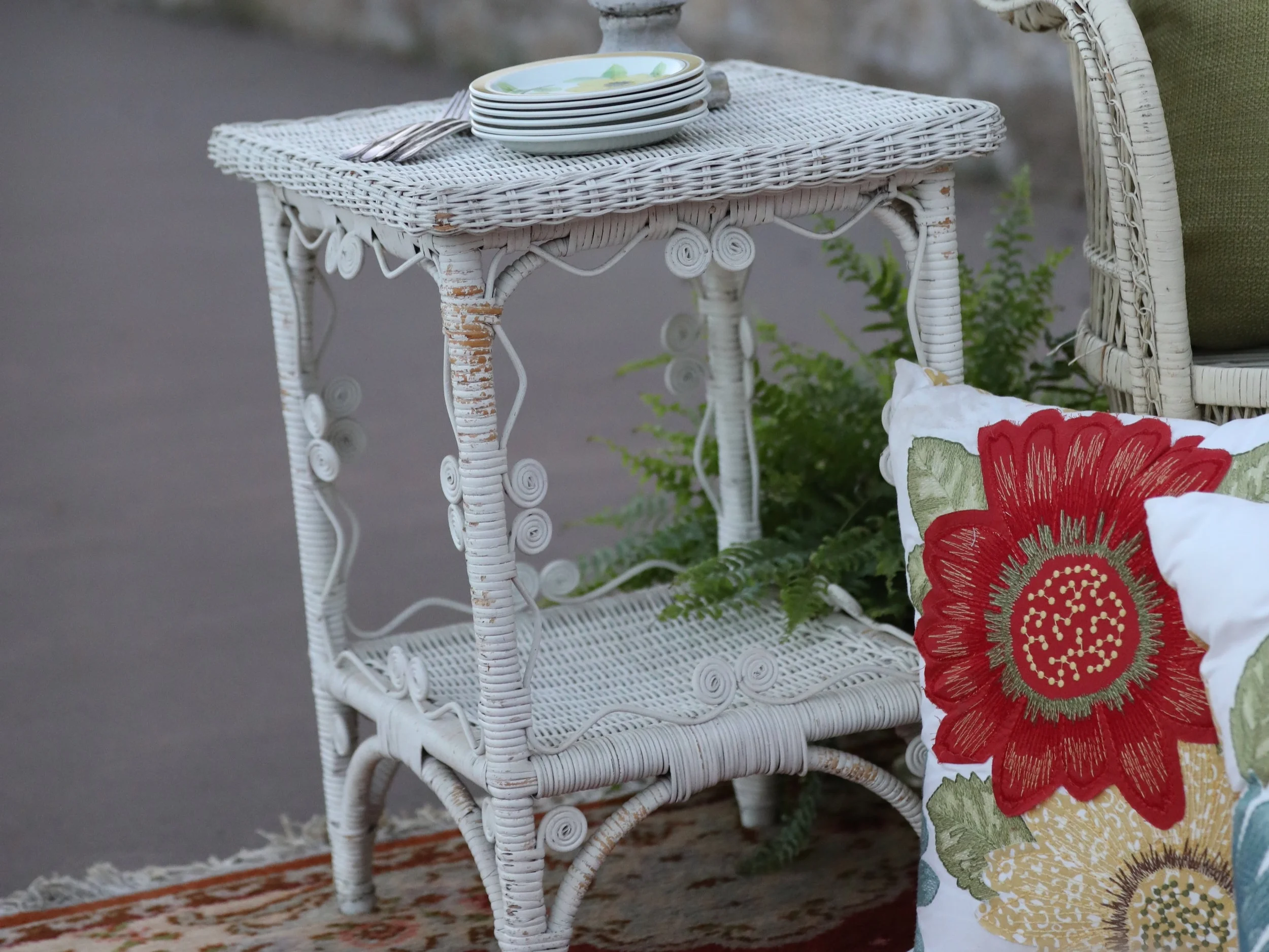 White Wicker Table