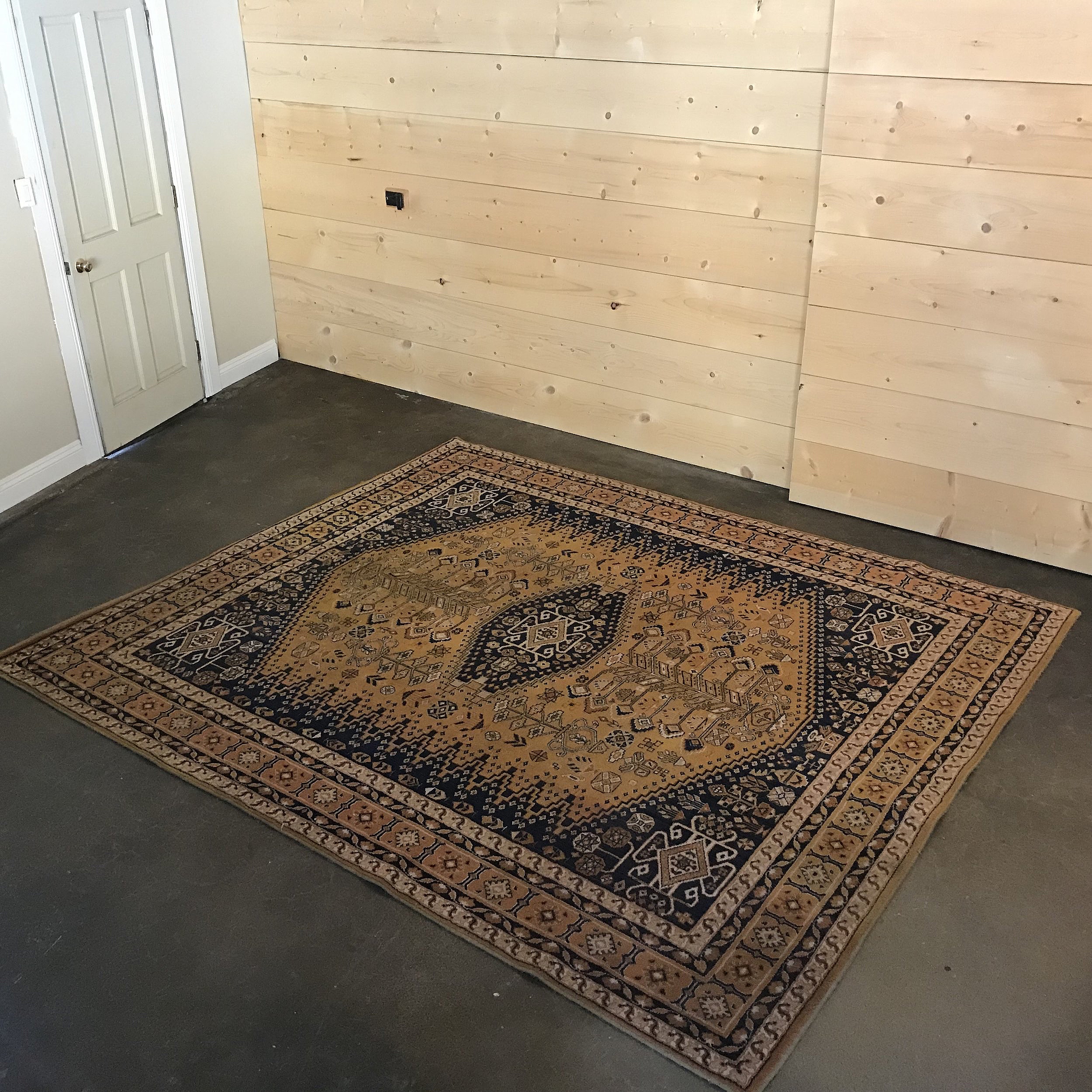 Vintage Navy and Gold Rug