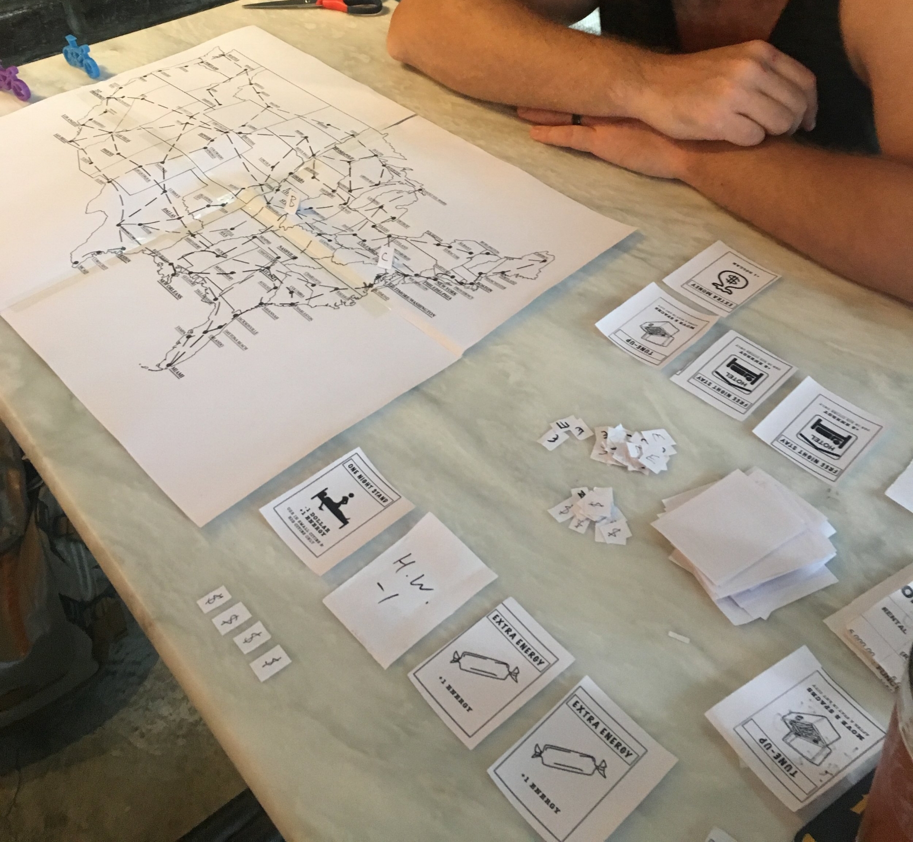 You can see the first attempt to create our segmented routes. Also you can see our first printed playing cards.