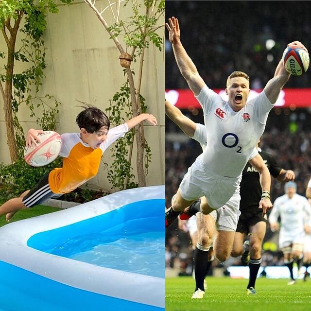 Who did it better? The next challenge is the Ash Splash impersonation! Let&rsquo;s see some videos of you attempting the @chrisashton14  splash onto a sofa or into a pool 🛋 🏊&zwj;♀️ ⁣
⁣
#dubai #dubaisport #rugby #youthrugby #grassroots #kidsrugby #