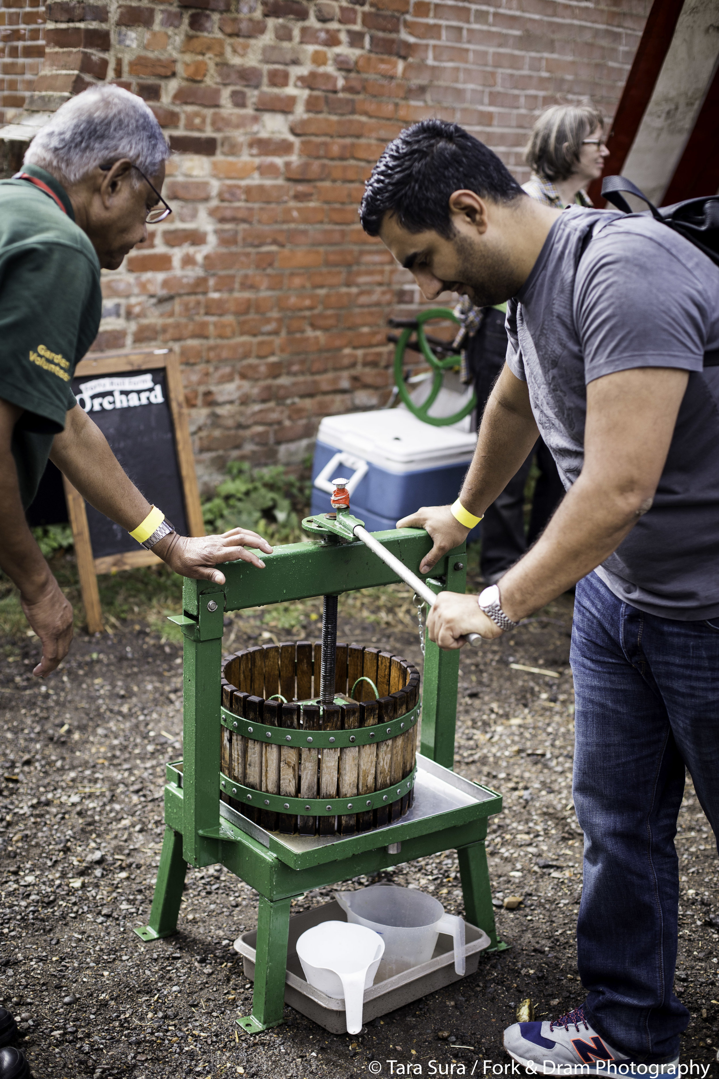 Photo: Tara Sura Fork and Dram Forty Hall Farm Orchard Apple Pressing