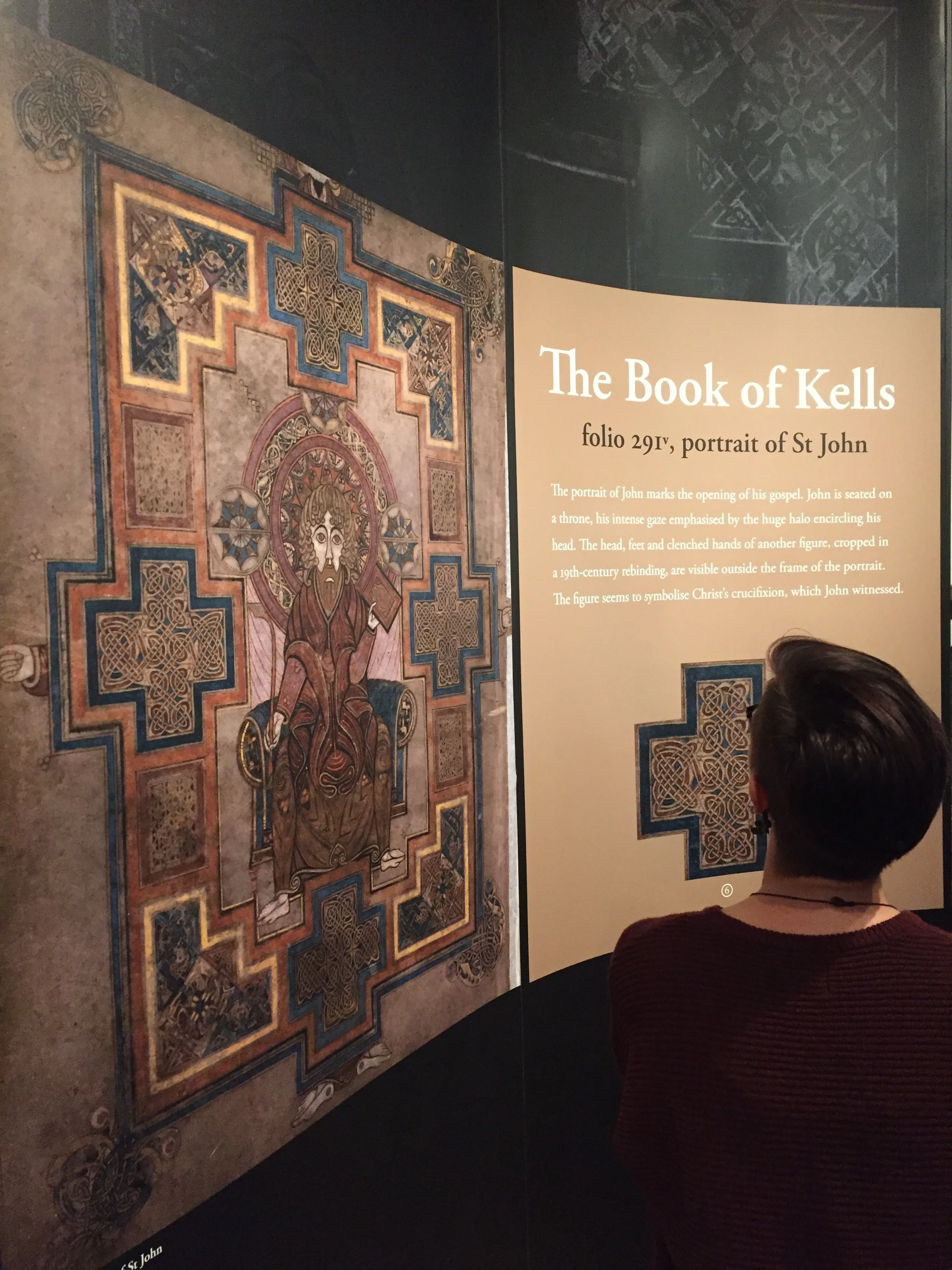 The Book of Kells Exhibit, Trinity College, Dublin. For more on the importance of “The Book of Kells”, visit  https://www.tcd.ie/visitors/book-of-kells/