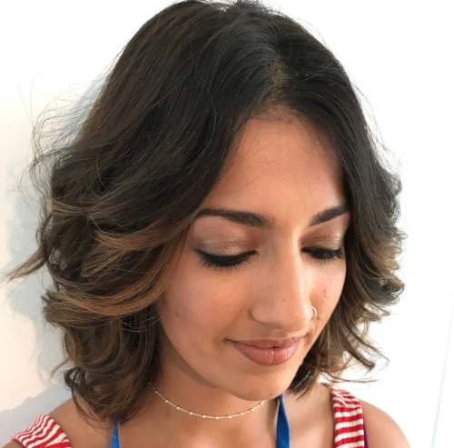 Soft bronze eye and bouncy waves for this ASOS'er! 