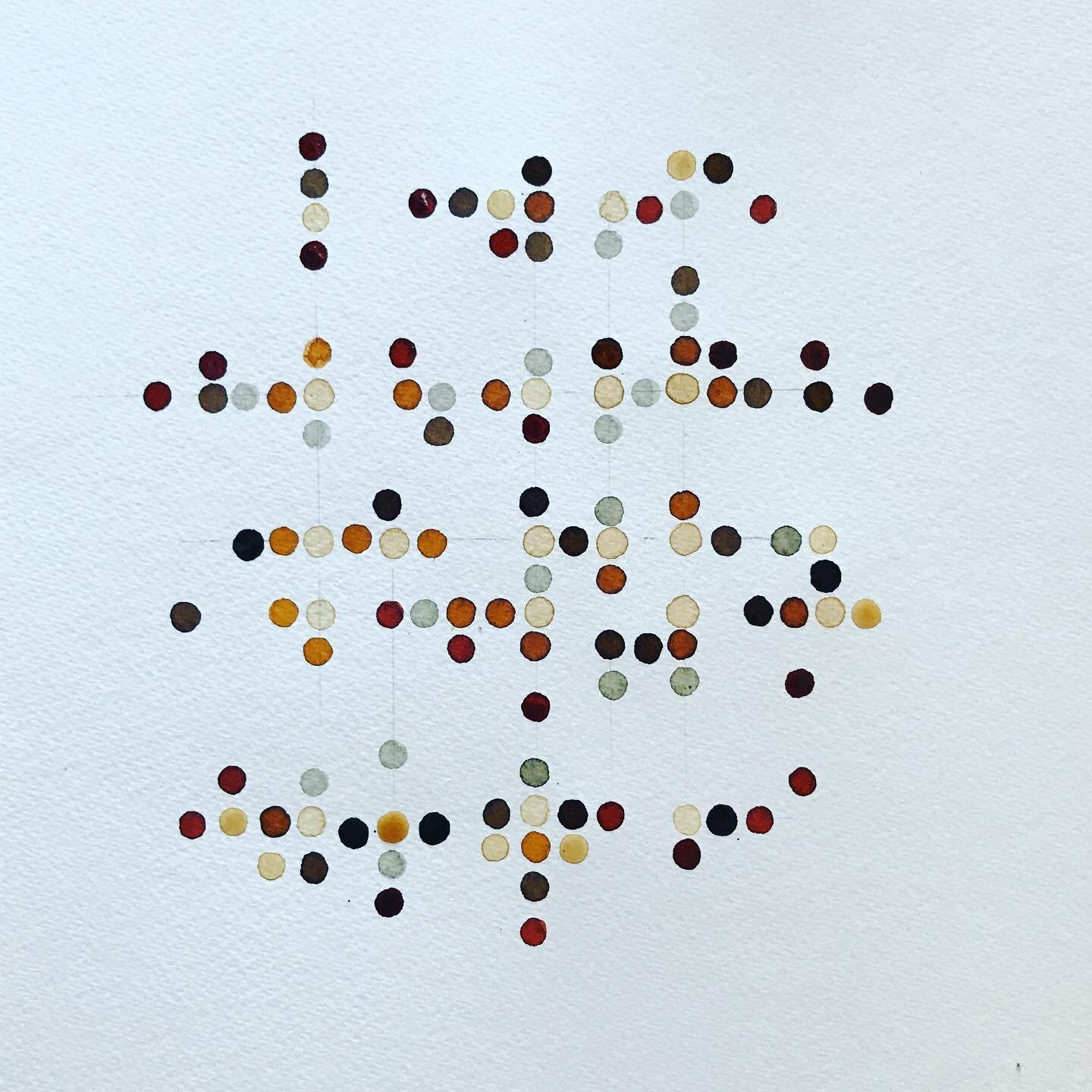 Meditation Dot Drawing, 2020. Mixed Inks, Walnut Ink, Coffee, and Tea on 300g watercolour paper.
 
During the first lockdown between March-June 2020, I remember feeling like I was living a nightmare. I remember feeling trapped, and scared for my kids