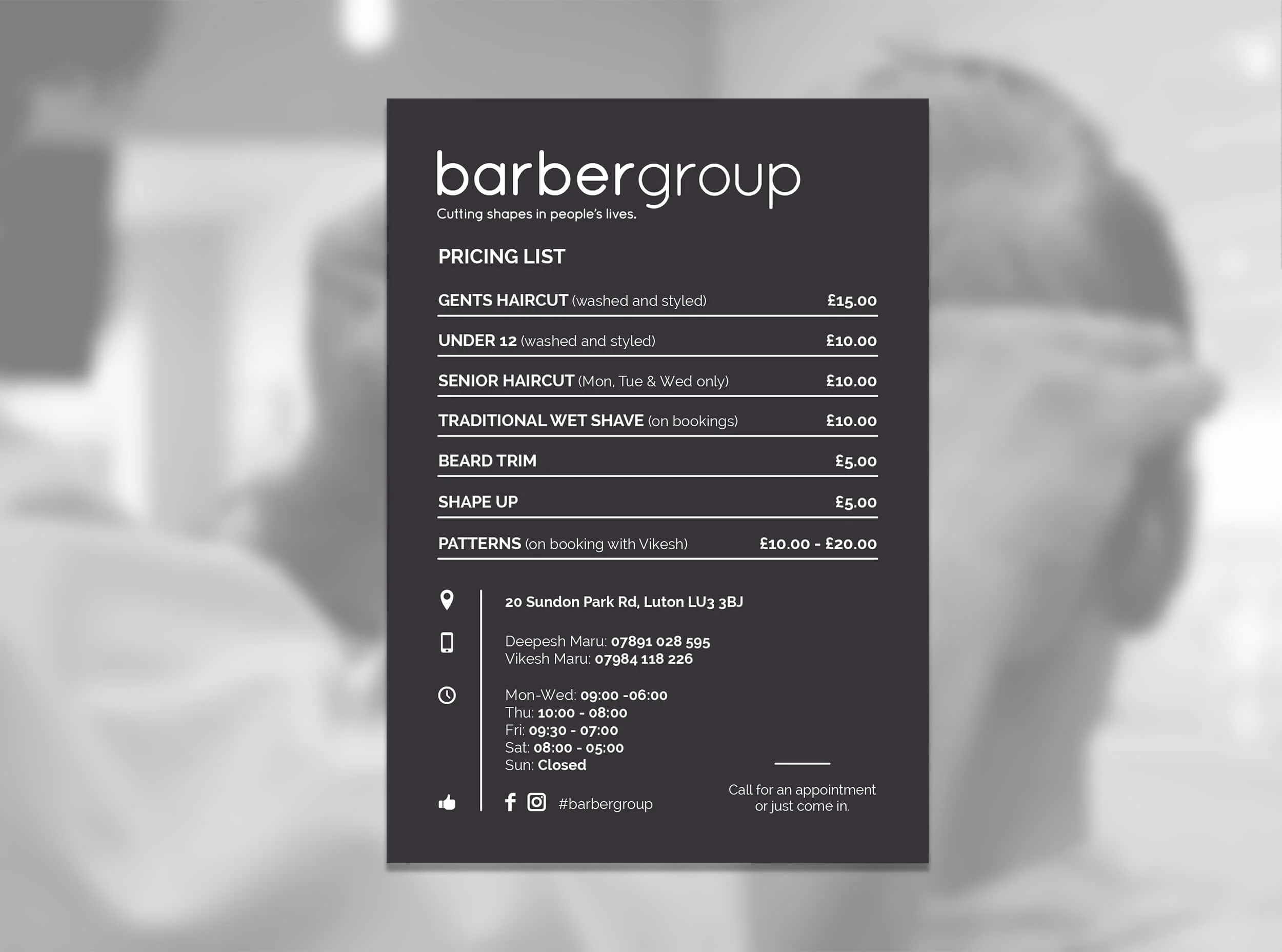 A6 Price Card