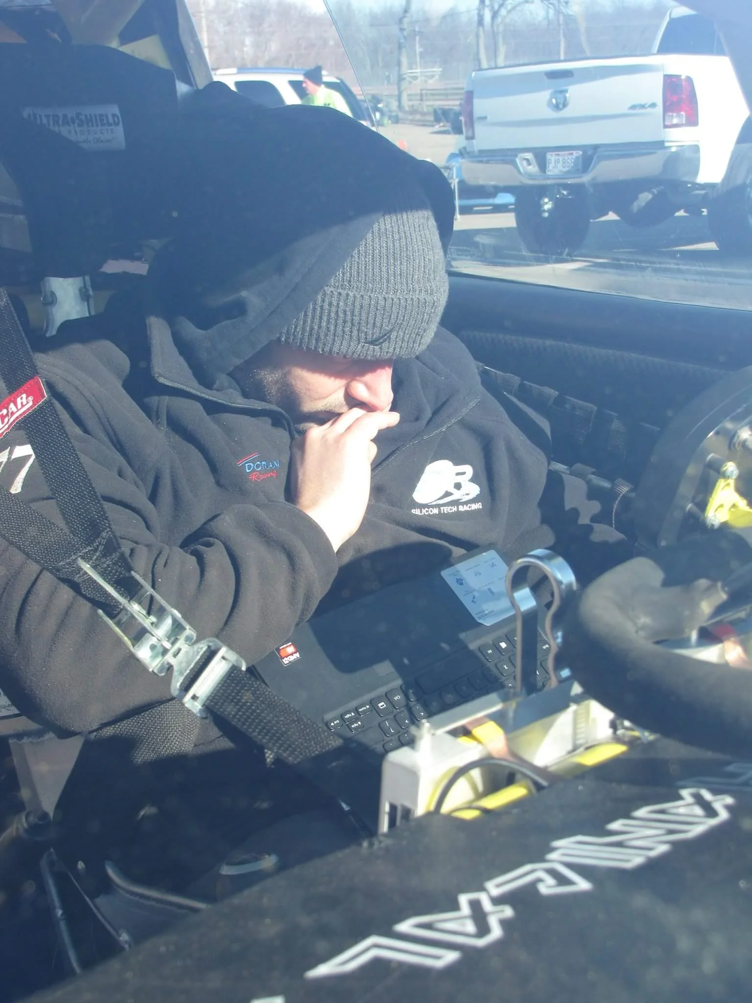 Nick Tuning between sessions getting the car dialed